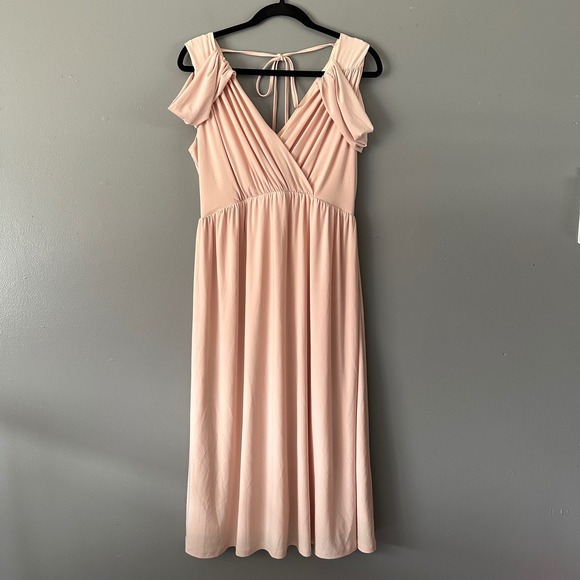 ASOS Formal Dress |‎ Crossover Front | High Waist | Tie Back | Blush Pink Size 8 - Picture 1 of 10